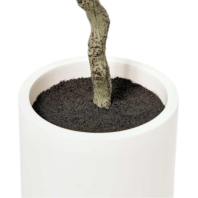 American Art Decor Artificial Faux Tree in White Tapered Ceramic Pot