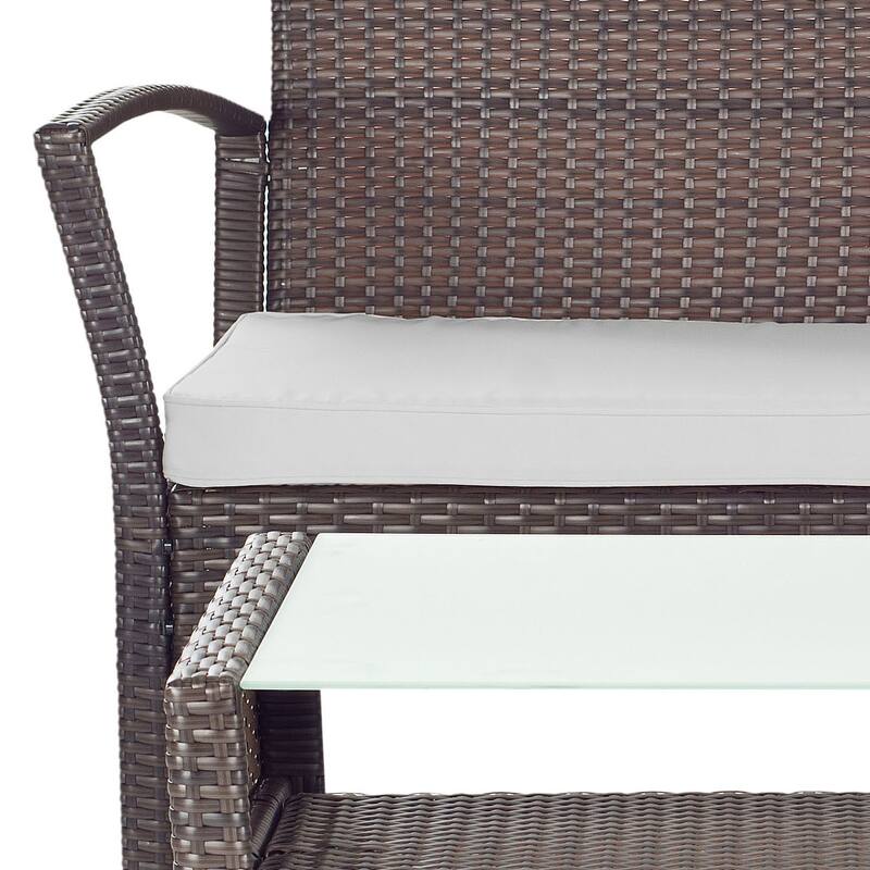 SAFAVIEH Outdoor Living Avaron Brown/ Grey Cushion 4-piece Patio Set