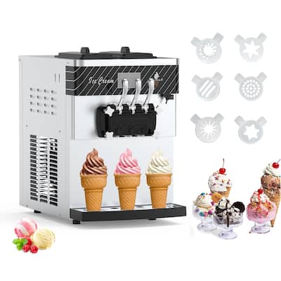 3-Flavor Commercial Countertop Ice Cream Machine Soft Serve Maker