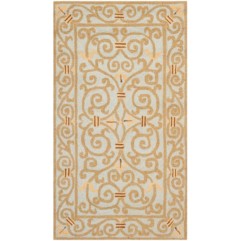 SAFAVIEH Hand-hooked Chelsea Joba Country Oriental Wool Rug - 2' 9" x 4' 9" - Light Blue - Runner/Rectangle