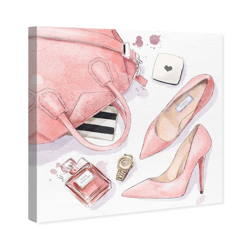 Wynwood Studio Canvas Fashion and Glam Night In The Town Pink and Light Pink Glam Wall Art Canvas Print