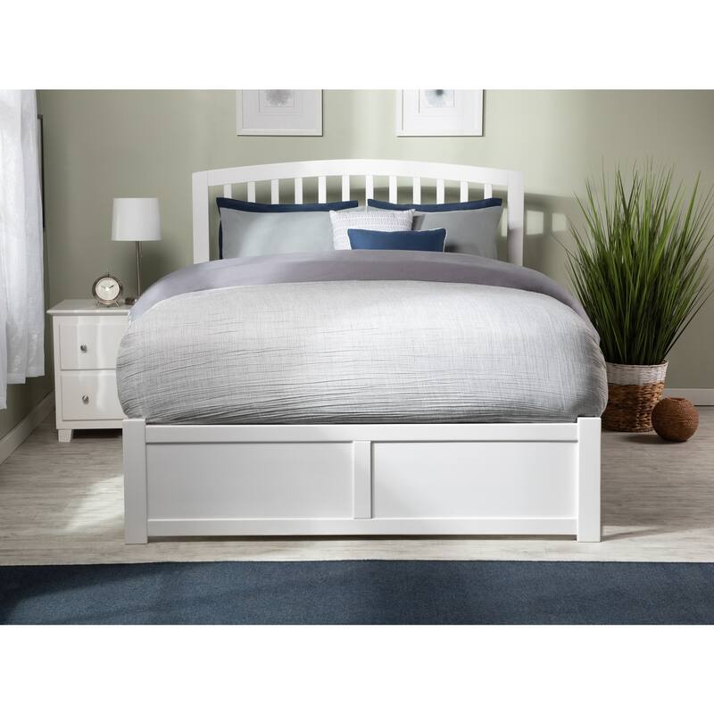 Full Size Platform Bed - Modern Design with 2 Underbed Drawers & Turbo Charger - White Finish
