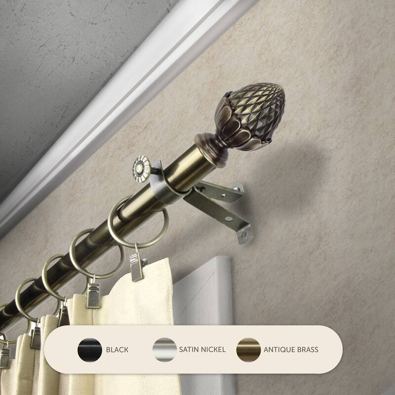 InStyleDesign Seed Adjustable Curtain Rod 13/16 inch dia. - 120 to 170 inches - Antique Brass