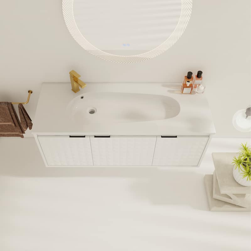 48 Inch Wall Mounted Bathroom Vanity With SInk, Soft Close Doors (KD ...