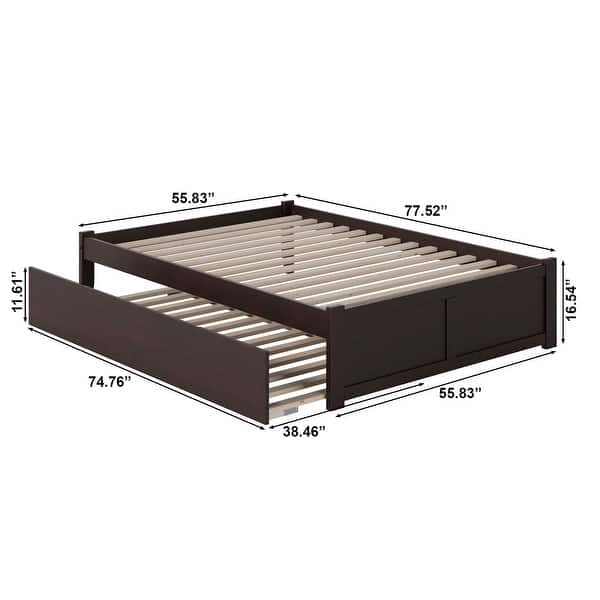 Concord Full Platform Bed with Twin Trundle in Espresso