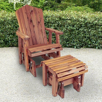 American Furniture Classics  Model MM102 110 SOLID CEDAR ADIRONDACK Glider with Gliding Ottoman