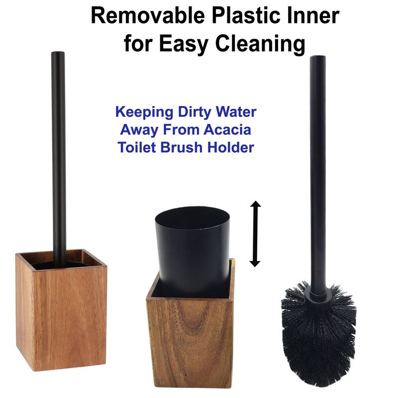 Acacia Wood Bathroom Accessory Set Collection
