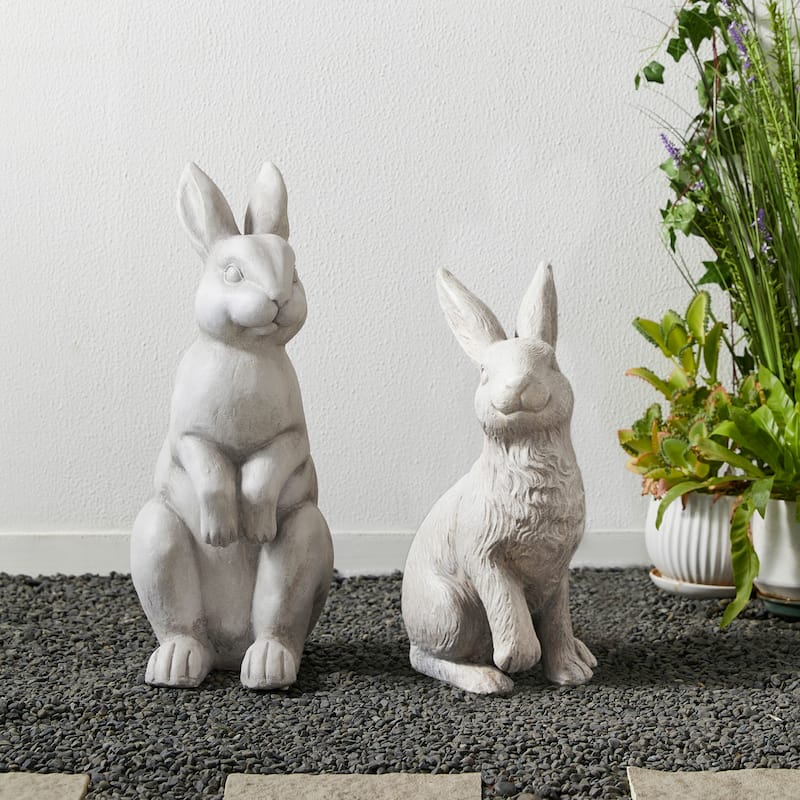 Glitzhome MgO Standing Rabbit Garden Yard Statue Bunny Figurines