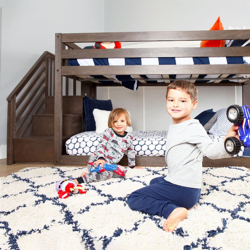Max and Lily Twin over Twin Low Bunk Bed with Staircase