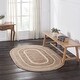 preview thumbnail 1 of 1, Natural & Creme Jute Rug Oval w/ Pad 48x72 - 3'6" 3'6" - Tan