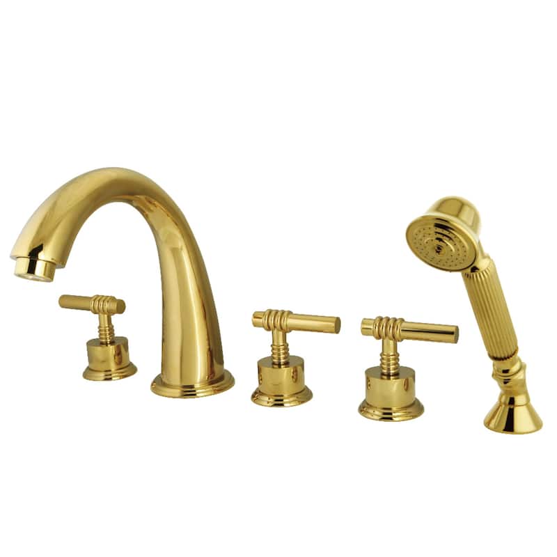 Kingston Brass Manhattan 5-Hole Deck Mount Roman Tub Faucet with Hand Shower