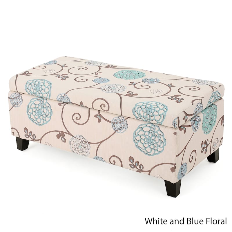 Breanna Floral Upholstered Storage Ottoman by Christopher Knight Home