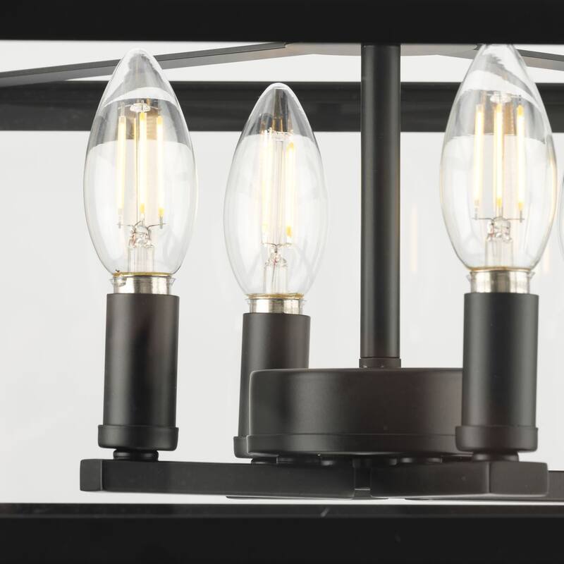 Hillcrest Collection 13 in. Four-Light Matte Black Transitional Semi-Flush Mount Light - 13 in x 13 in x 11 in