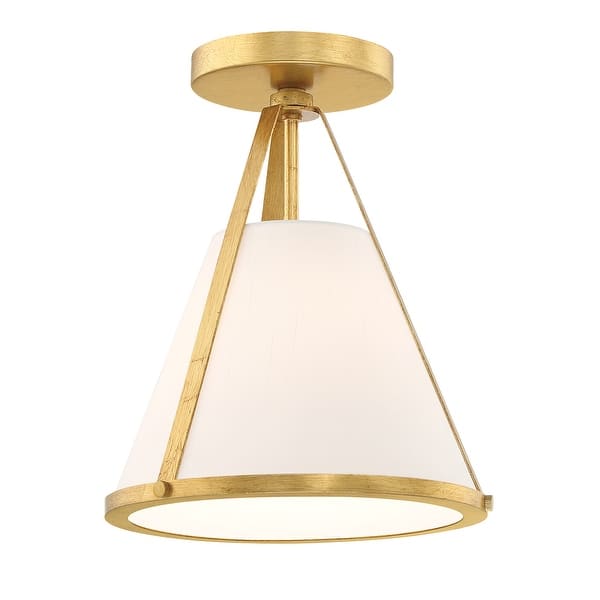slide 2 of 3, Fulton 1 Light Antique Gold Semi Flush Mount