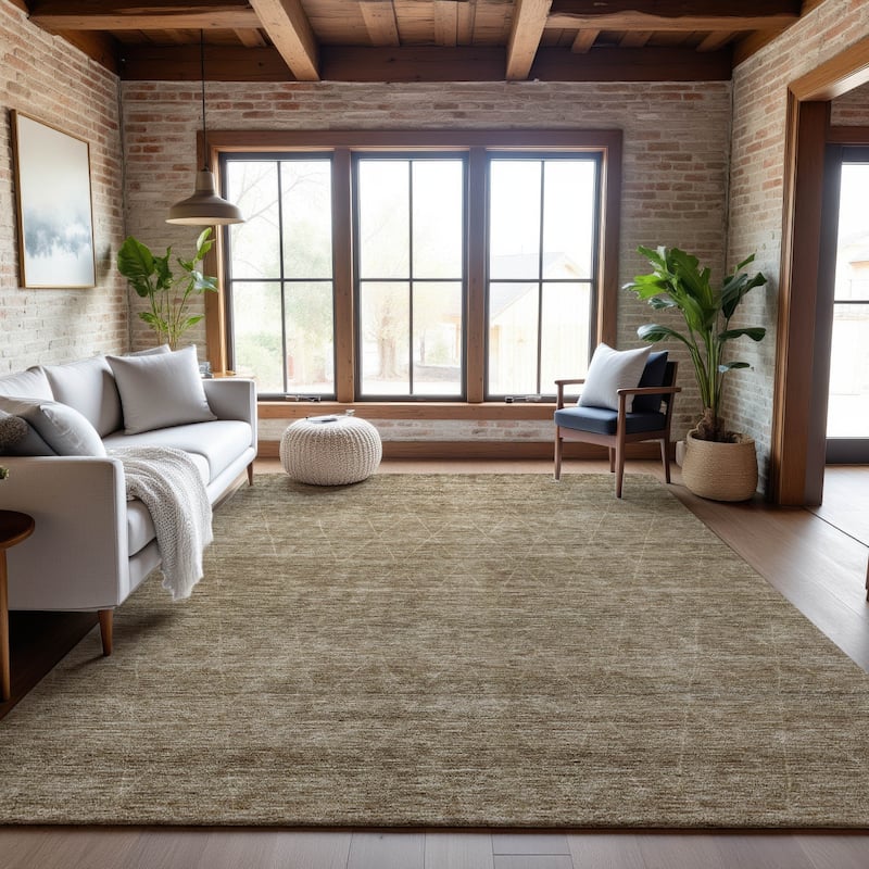 Premium Washable Super Soft Solid Trellis Mayfield Rug - Wheat - 5' x 7'6"