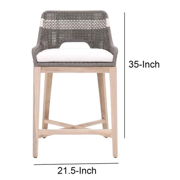 Interwoven Rope Counter Stool with Flared Legs and Cross Support, Dark ...