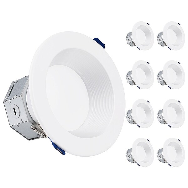 No Can Needed ETL and Energy Star Listed Baffle Trim 5000K Daylight Dimmable 15W 120Watt Repl 1100Lm OSTWIN 6 inch IC Rated Round LED Ceiling Recessed Downlight Kit With Junction box 