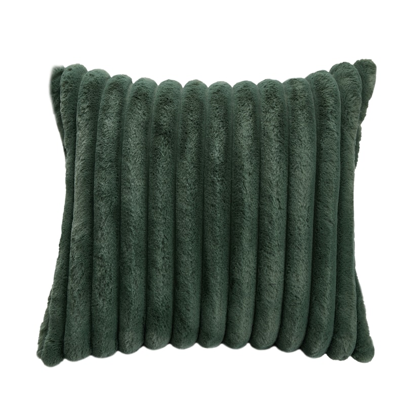 Modern Stripe Faux Fur Square Throw Pillows (Set of 2)