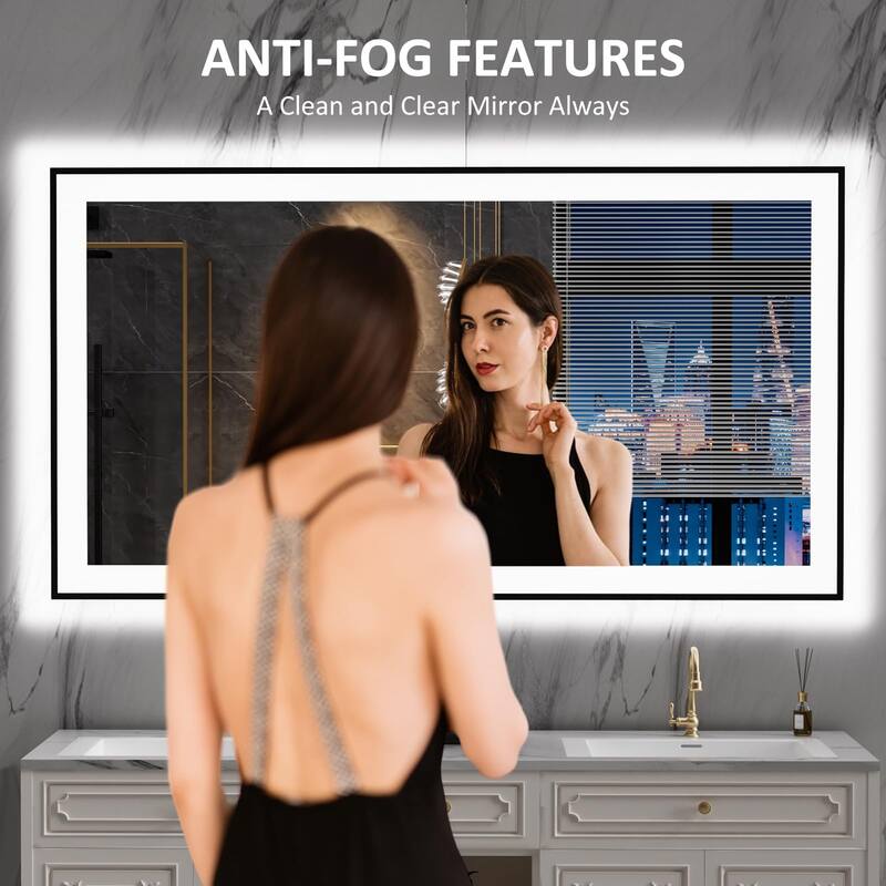 55x30 Inch Frameless LED Bathroom Mirror,Smart Mirror
