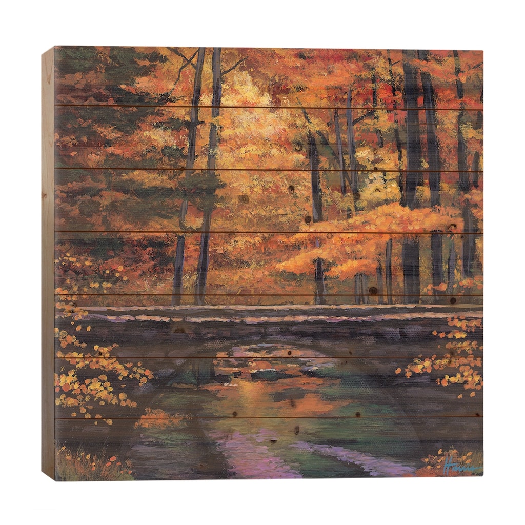 Ozark Stream Print On Wood by Johnathan Harris - Multi-Color