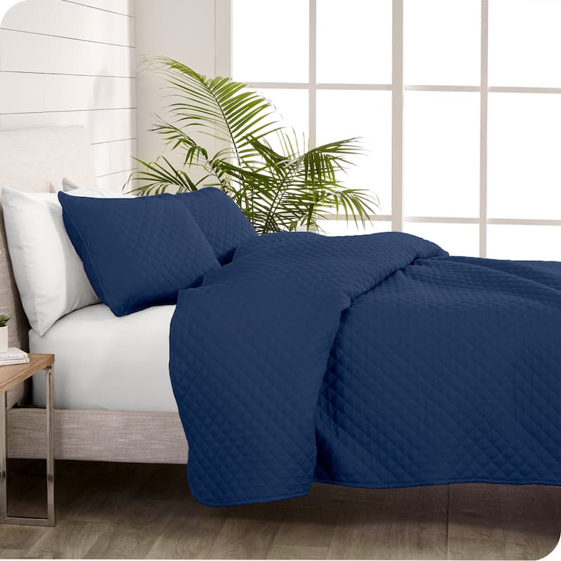 Bare Home Diamond Stitched Lightweight Microfiber Coverlet Set