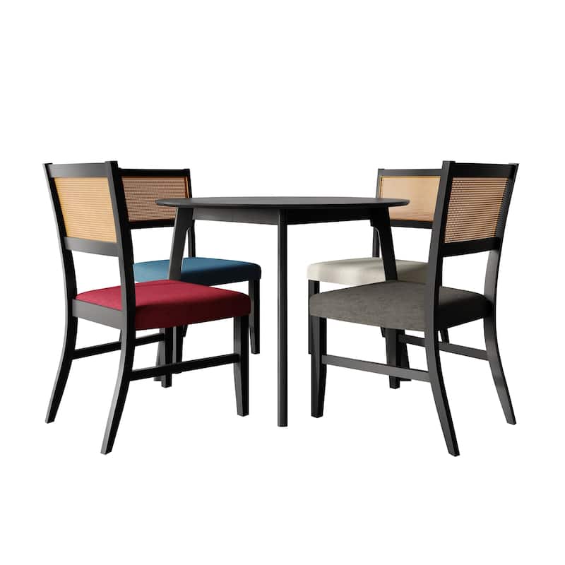 CraftPorch Contemporary 5-Piece Linen Wooden Dining Set - Black