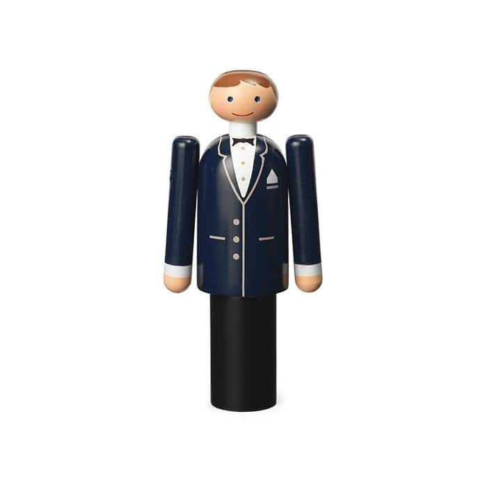Kay Bojesen Groom, Blue/Black/White - H: 4.7"