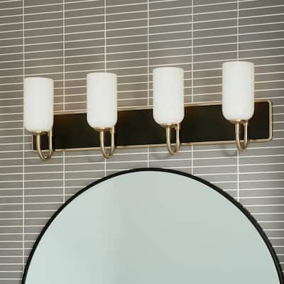 Kichler Lighting Solia 32 in. 4-Light Champagne Bronze with Black Vanity Light