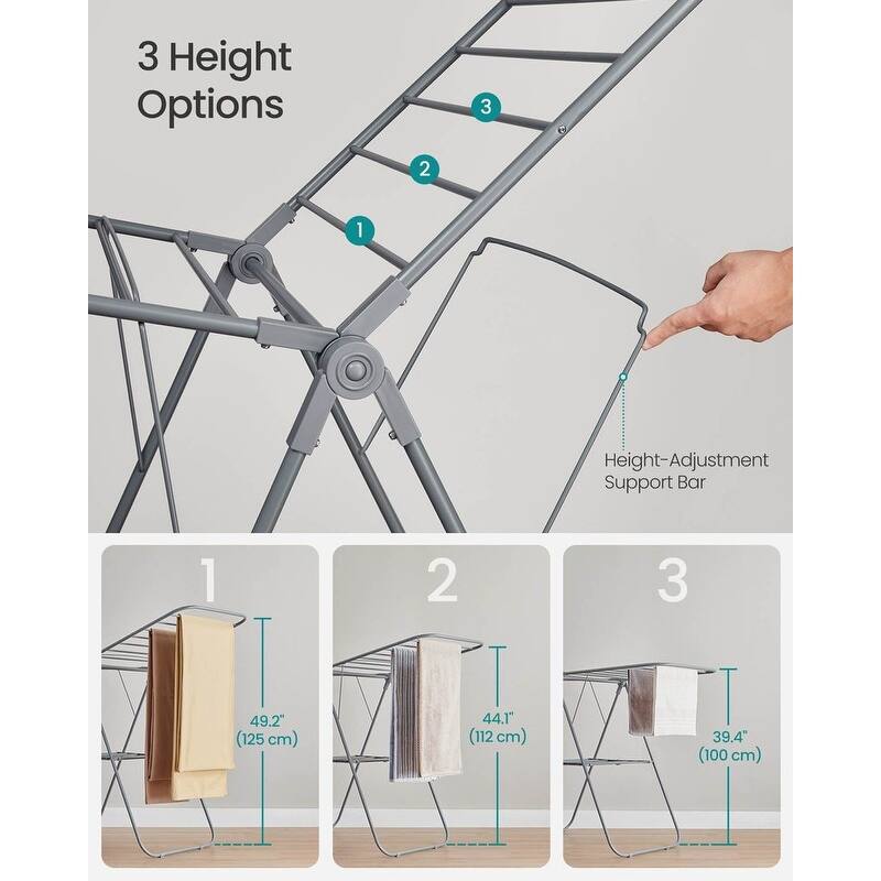 Modern Stainless Steel Clothes Drying Rack with Sock Clips