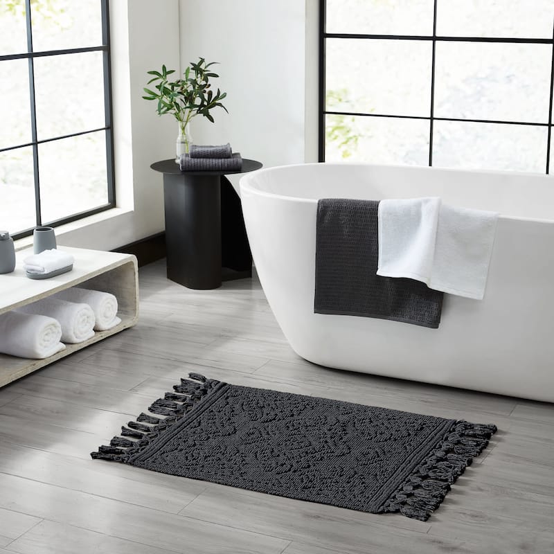 Jean Pierre Ricardo Cotton Fringe 2-Piece Bath Rug Set