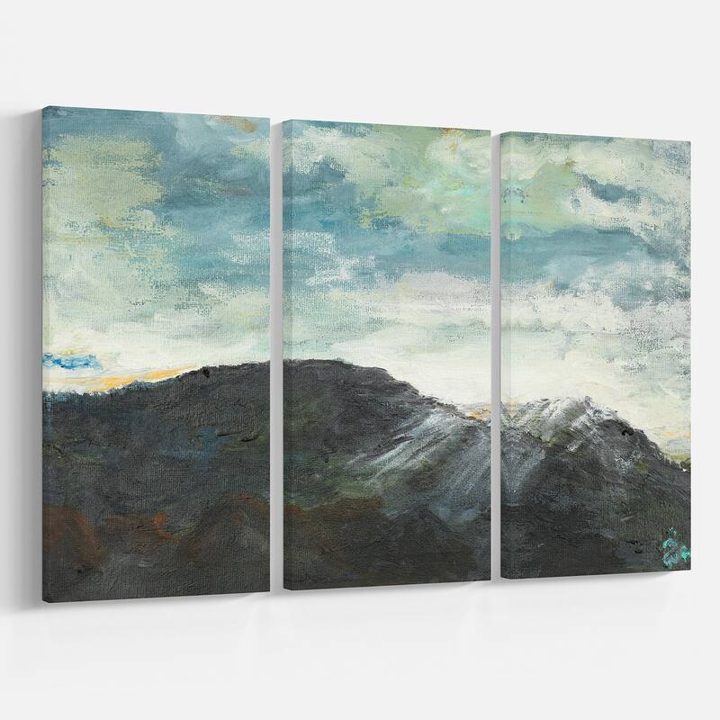 Mountain Peak Under Cloudy Sky - Landscape Canvas Print - Blue
