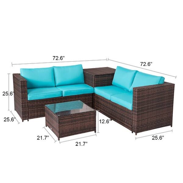 Kinbor 4piece Patio Furniture Set Rattan Wicker Sectional Sofa