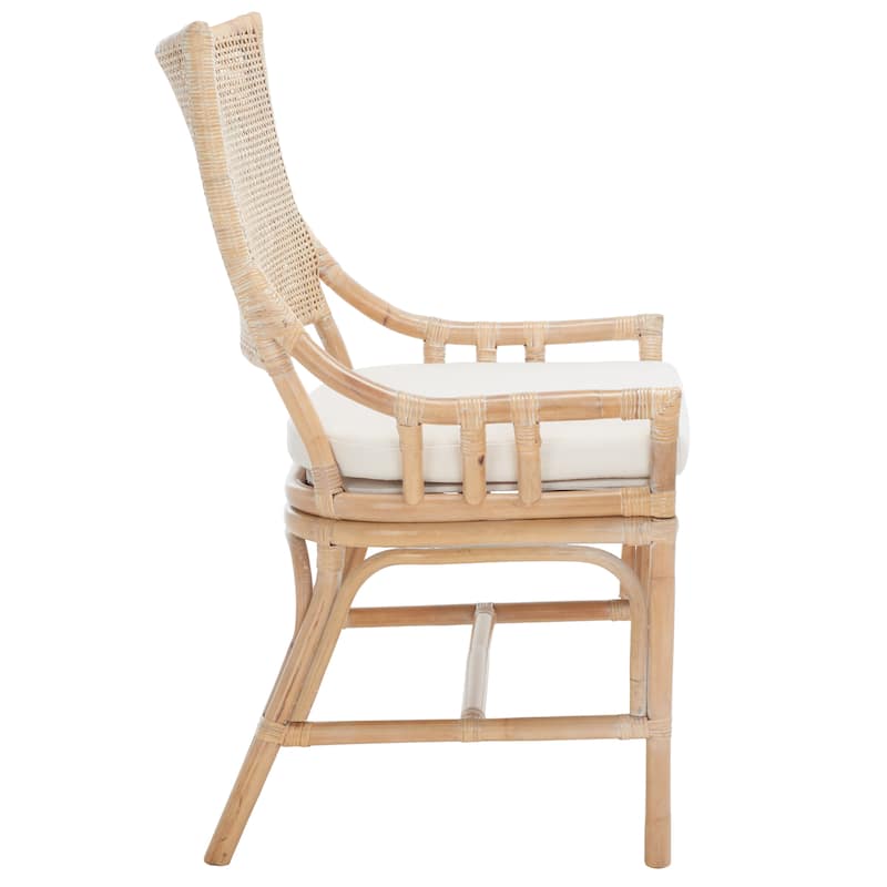 SAFAVIEH Azrielle Coastal Rattan Cushion Chair - 22" W x 24" L x 37" H - 22"W x 24"D x 37"H