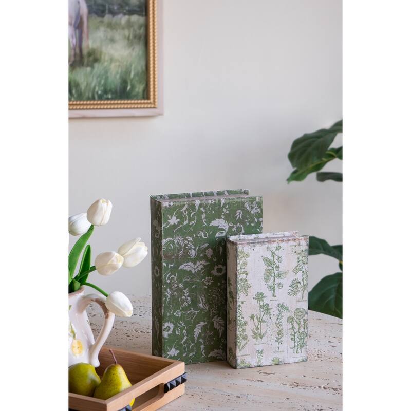 Decorative Book Boxes with Rustic Floral Patterns