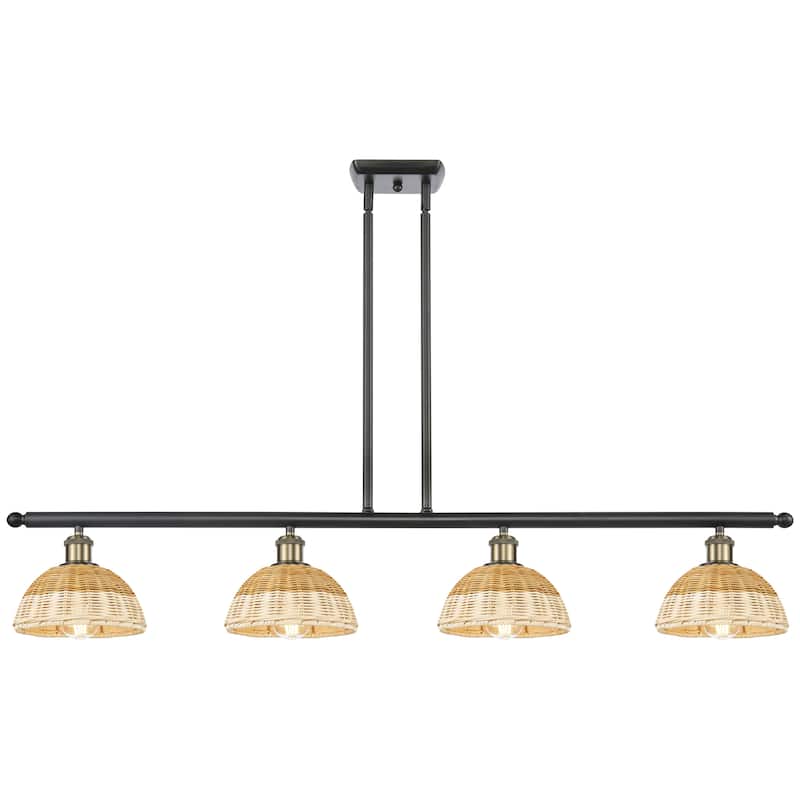 Innovations Lighting Endless Possibilities Ballston - Bristol Natural II - 4 Light 48" Stem Hung Island Light with 8" Shades - Black Antique Brass