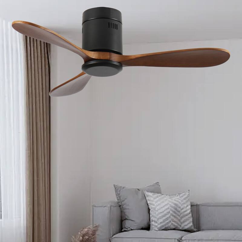 42-Inch Flush Mount Ceiling Fan Without Light, Reversible Quiet DC Motor, Remote Control with 6 Speeds & Timer, Energy Saving