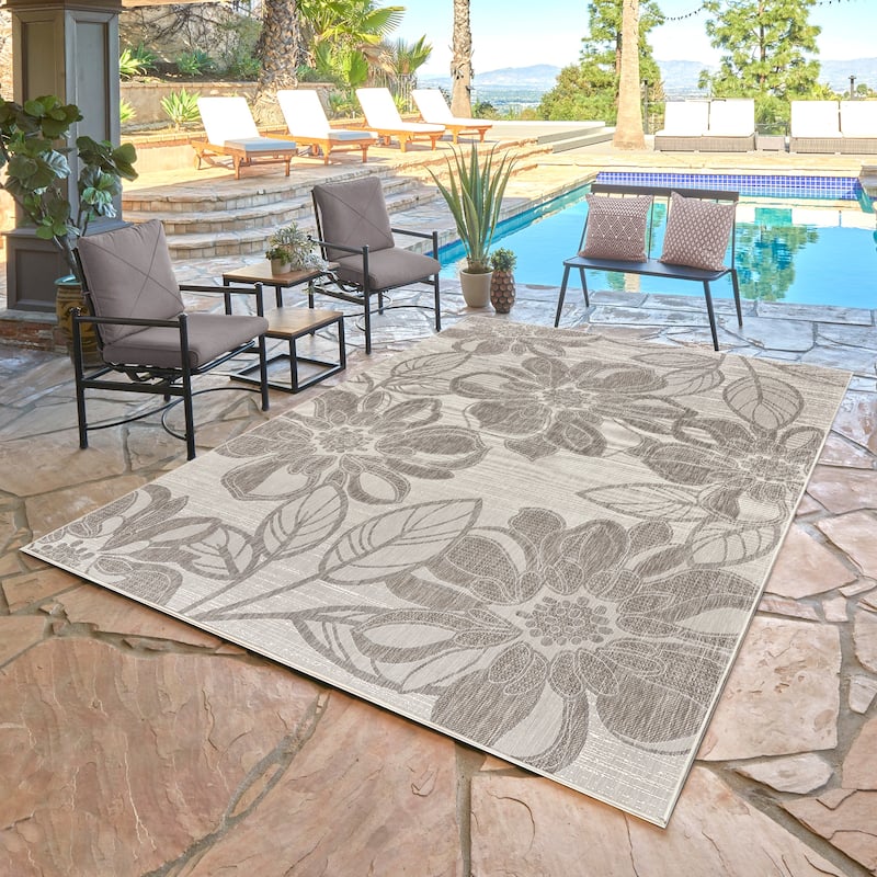 Gertmenian Tropea Woodbury Bold Floral Casual Easy Care Flatweave Indoor/ Outdoor Area Rug