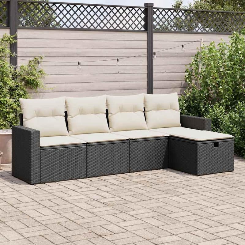 vidaXL Garden Sofa Set - Black and cream Large with storage