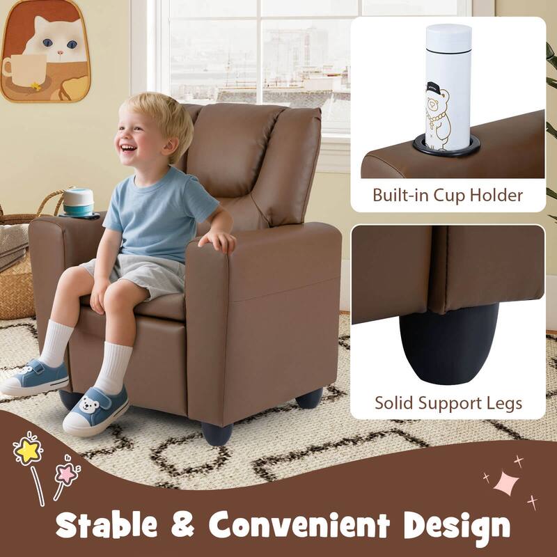 Costway Kids Recliner with Cup Holder with Adjustable Backrest &