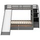 preview thumbnail 8 of 22, Twin over Full Bunk Bed with Slide, Drawers, Storage Grids & Guardrails, Space-Saving Design, Interchangeable Ladder, Grey