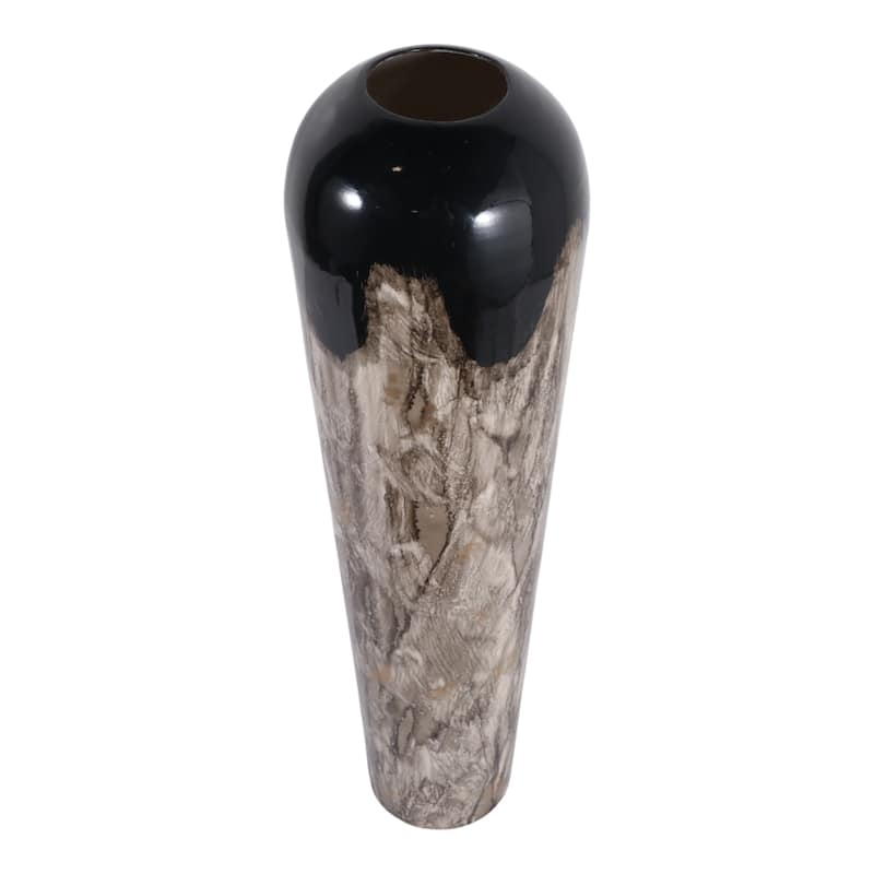 Tapered Iron Vase with Marbleized Finish - Modern Flower Vase