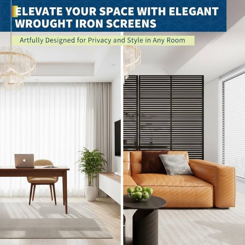 70" H Decorative Metal Garden Fences, Rust-Proof Scroll Design