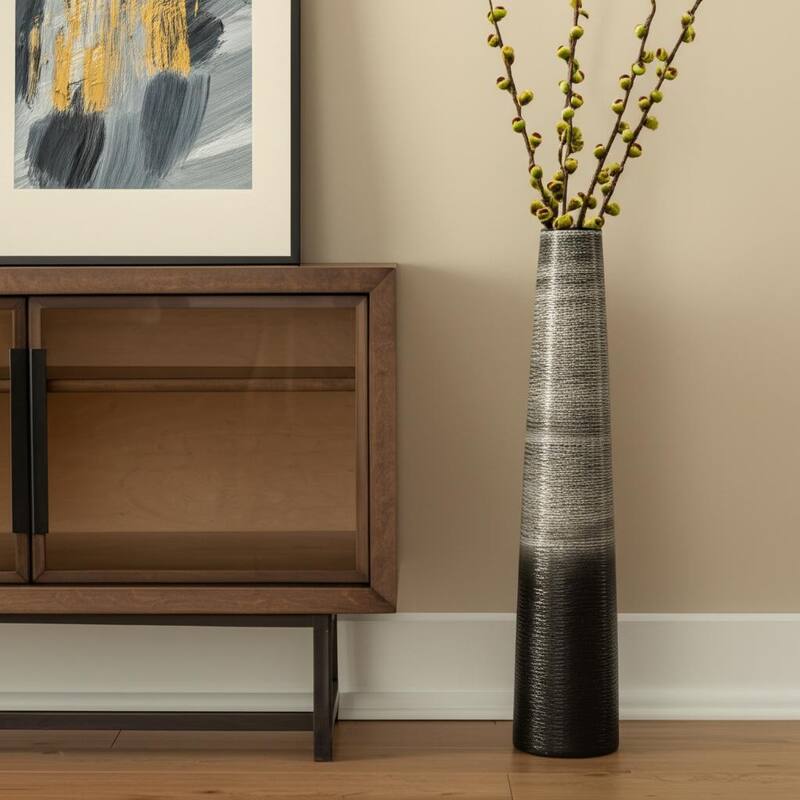 39" Black And Gray Ombre Tapered Ceramic Floor Vase - 8 - Black/Gray - 8
