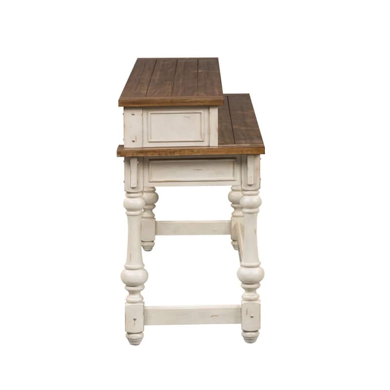 Morgan Creek Antique White Wire Brushed Tobacco Accents Console Bar Table