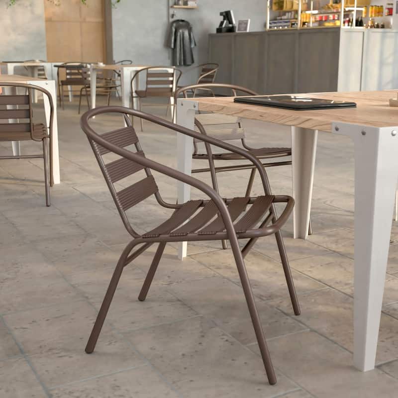 Metal Restaurant Stack Chair with Aluminum Slats