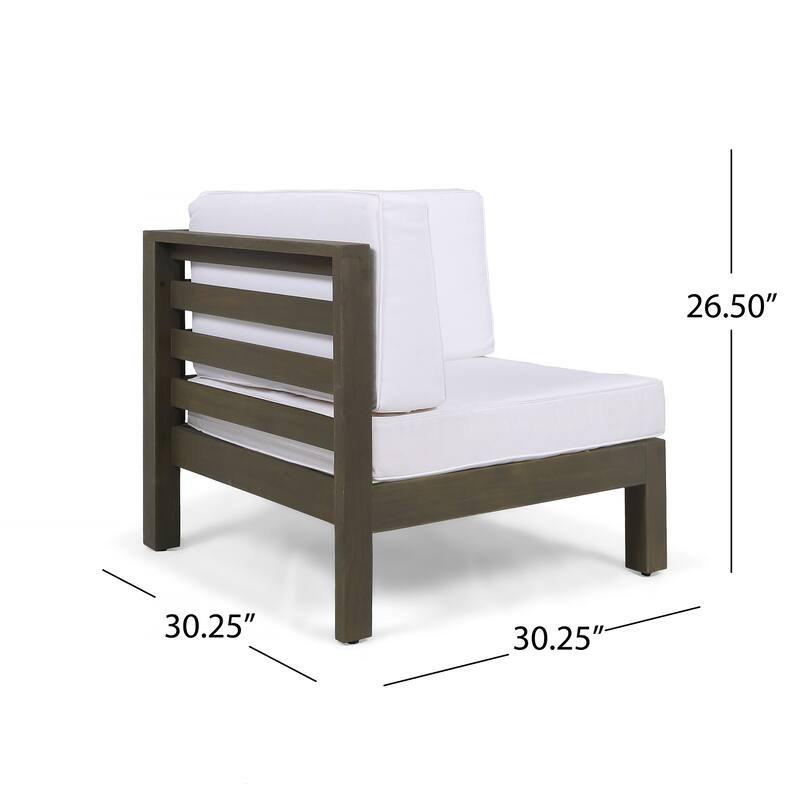 Oana Outdoor 3-Seater Acacia Wood Sectional Sofa Set with Coffee Table by Christopher Knight Home