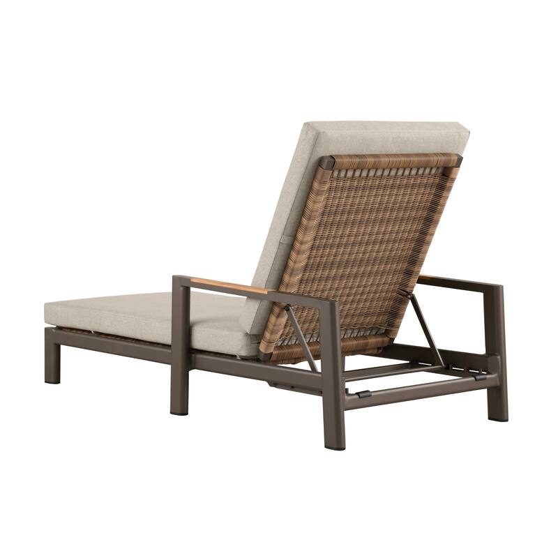 Arlo Teak & Wicker Aluminum Dual-Use Outdoor Chaise Lounge (Set of 2)