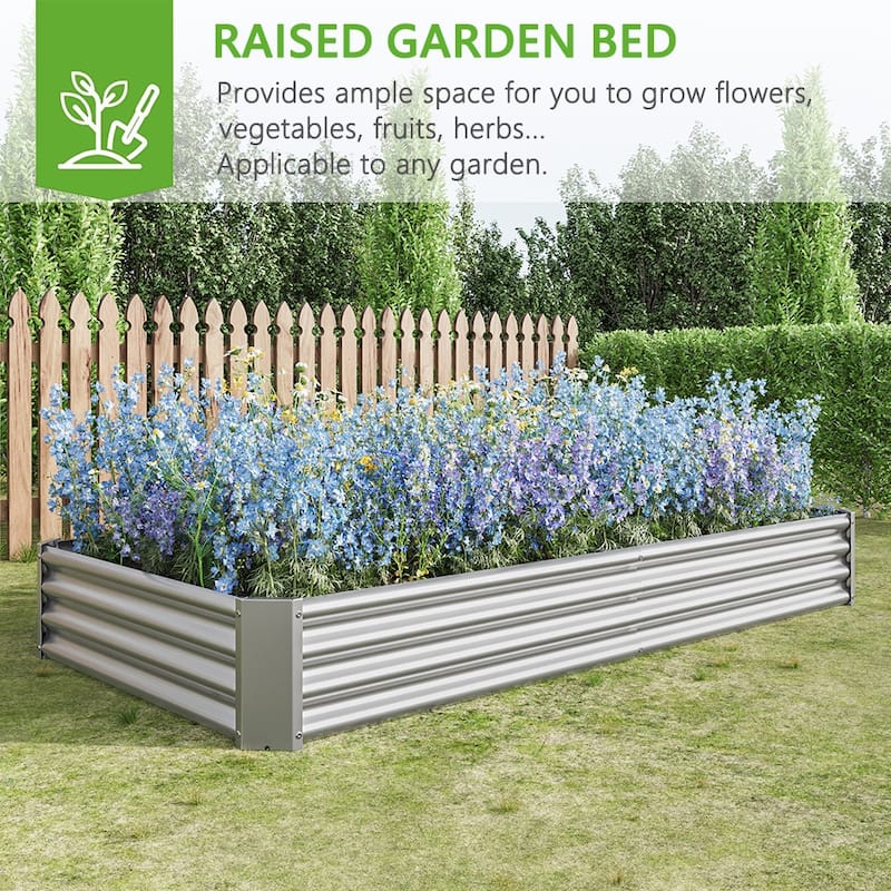 Outdoor Galvanized Metal Raised Garden Bed Kit - 7.6 x 3.7 x 1 ft