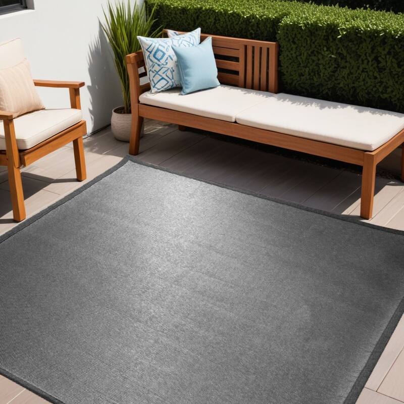 Ello Pure & Simple Weather Resistant Current & Stylish Outdoor Rug - 5' Square - 5' Square - Charcoal