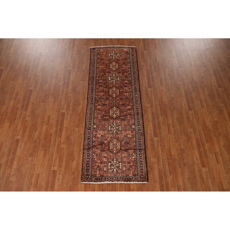Tribal Gharajeh Persian Vintage Runner Rug Handmade Wool Carpet - 3'3"x 9'4"